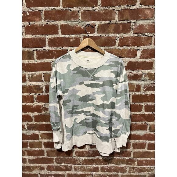 aerie Tops - Aerie Womens Green Camo Long Sleeve Pullover Sweatshirt Size Small